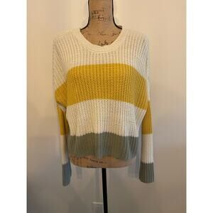 Moon & Madison Striped Cropped Oversize Sweater Size Medium